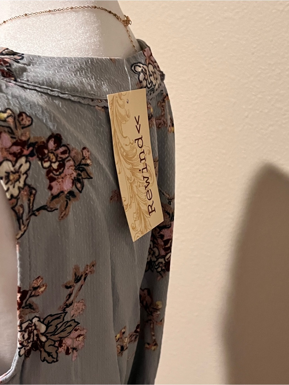 Rewind Gray Midi Dress with Pink Floral Print - Picture 5 of 8